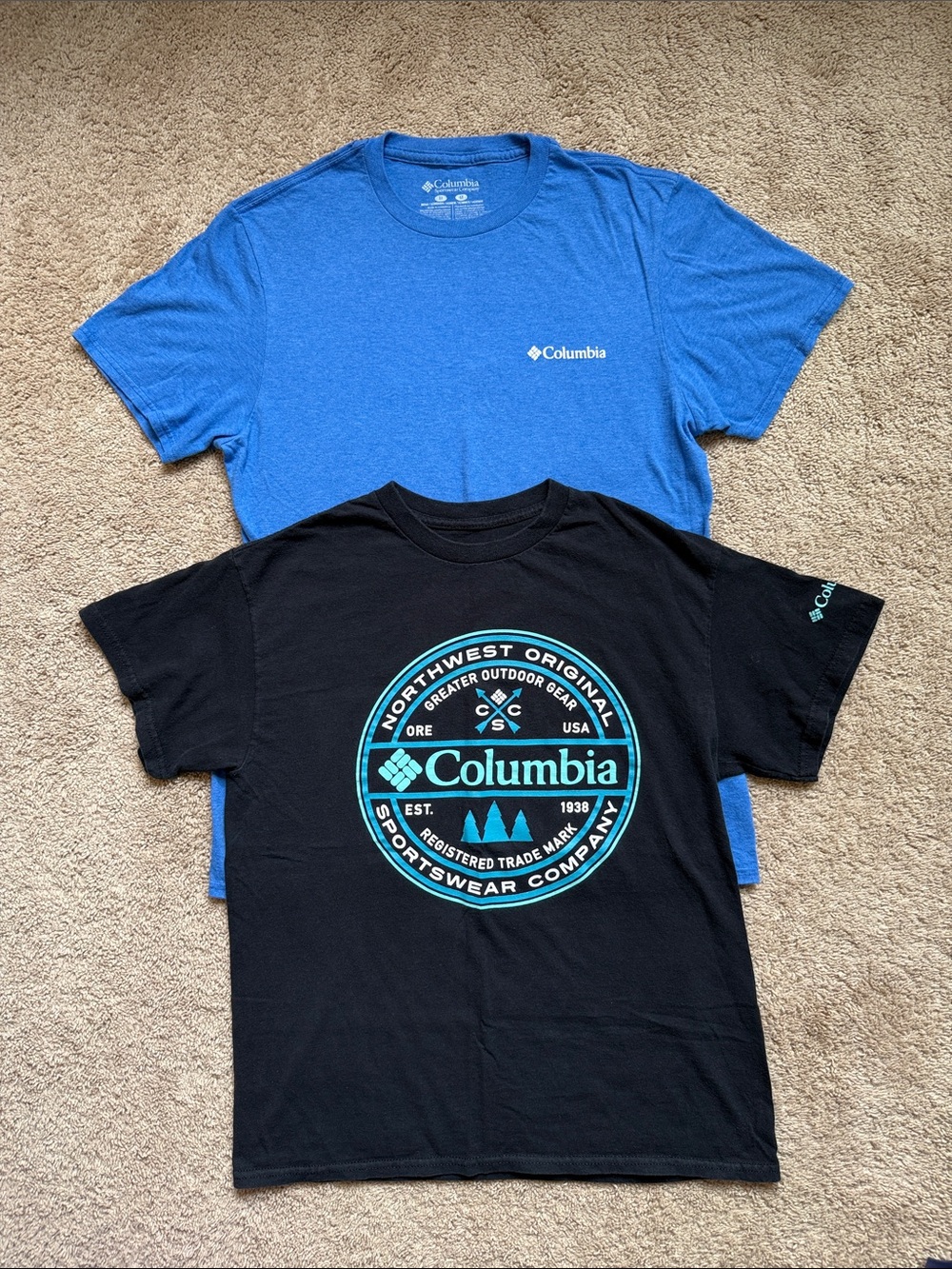 Columbia Short Sleeve Tees - Blue & Black Graphic